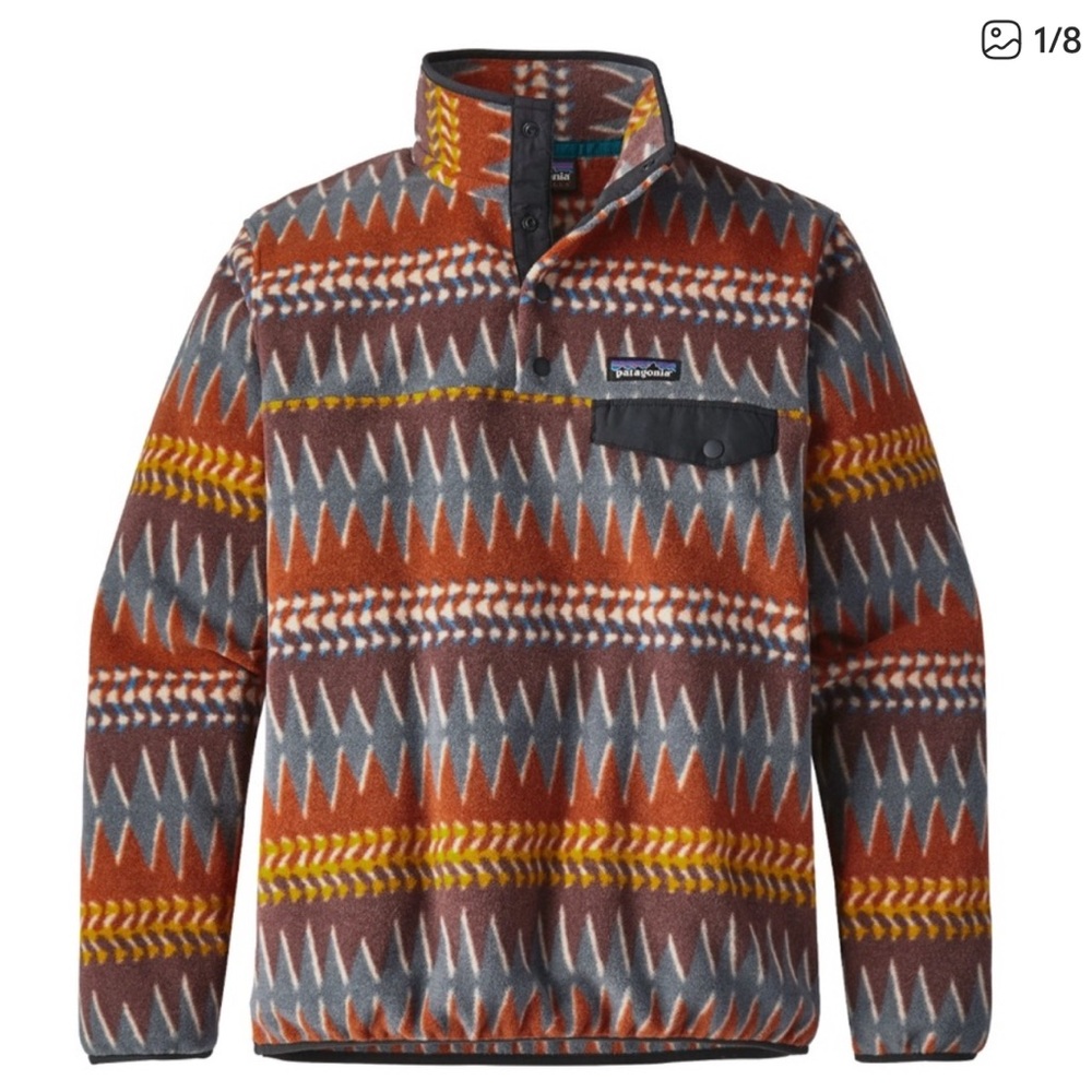 Rare Patagonia Synchilla "Laughing Waters" Printed Fleece Pullover